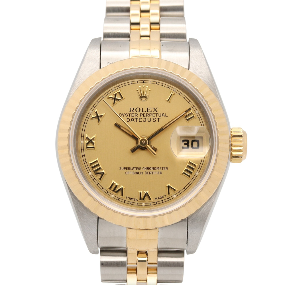 Rolex Datejust S-series watch, 18K (yellow gold) stainless steel, ladies', go...